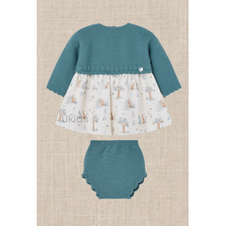 Conjunto Vestido Corto + Braga Verde Abeto