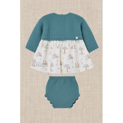 Conjunto Vestido Corto + Braga Verde Abeto