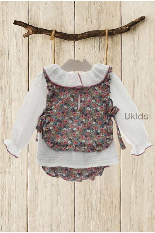 Conjunto Bebe Niña 3 Piezas Art.2228 'Familia Cachemira' Buganvilla