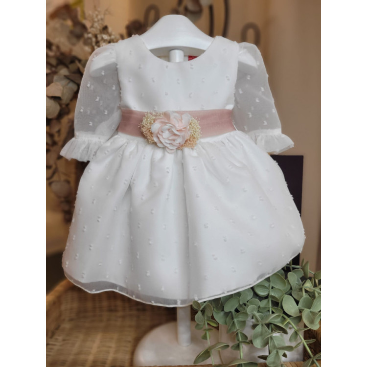 VESTIDO CEREMONIA PLUMETI GASA M/FRANCESA TUL ROSA