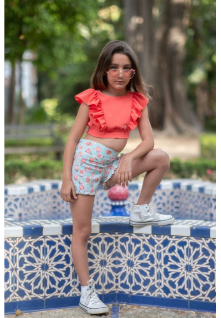 Conjunto niña helados naranja
