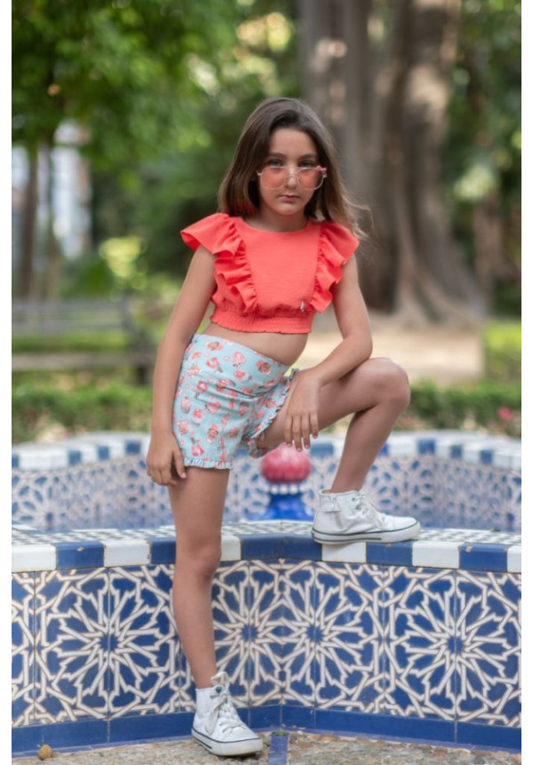 Conjunto niña helados naranja