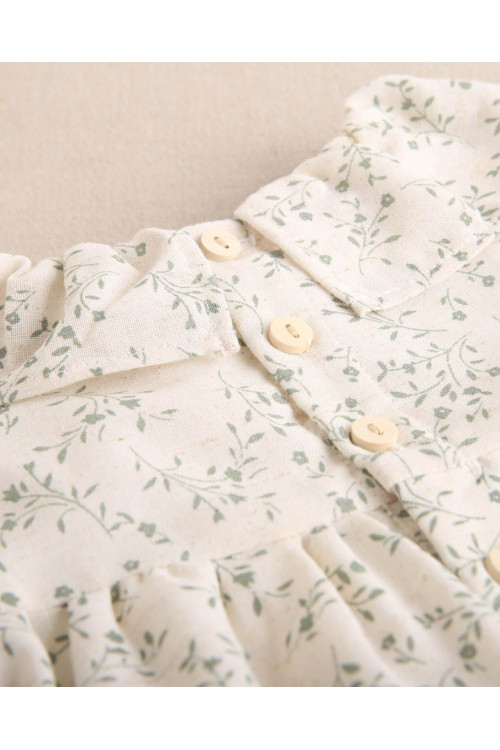 Ranita Bebé Estampado Florar Verde. Color Crudo