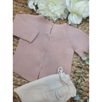 CONJUNTO JERESEY/CHAQUETA ROSE CON CULETIN BOLSILLO CREAM rosa