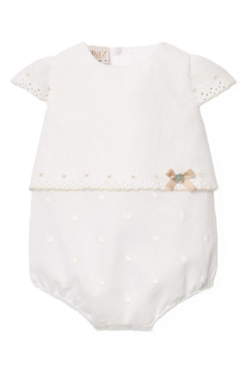 Pelele Punto Tela Lino Blanco