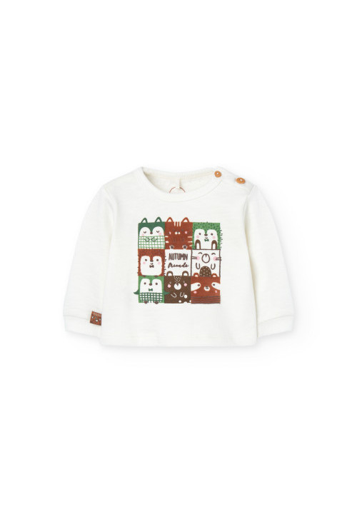 Sudadera felpa de bebé niño BCI blanco químico