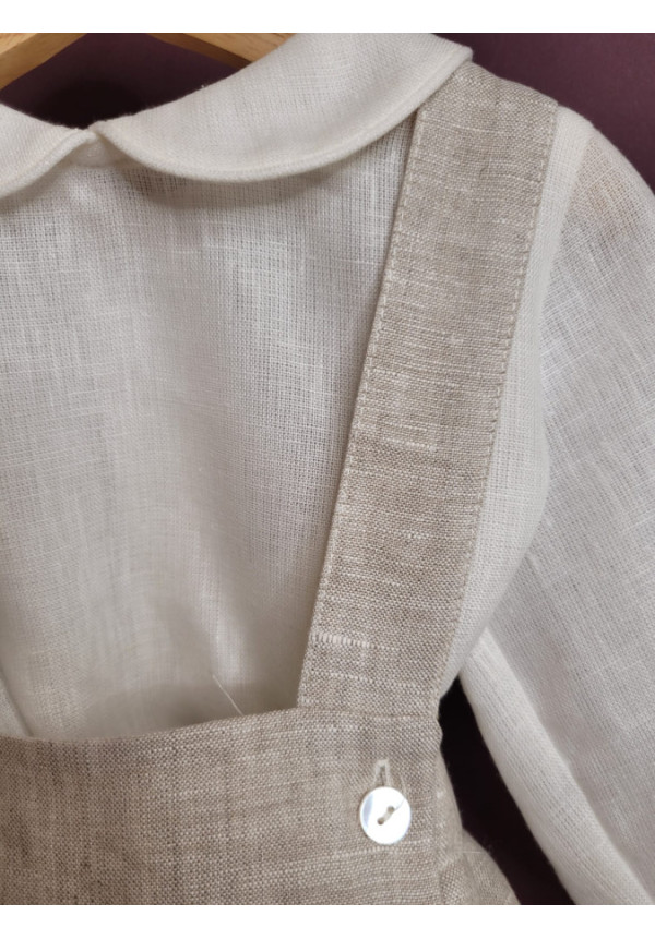 CONJUNTO PETO BEBE  M/L CERMONIA BEIGE x