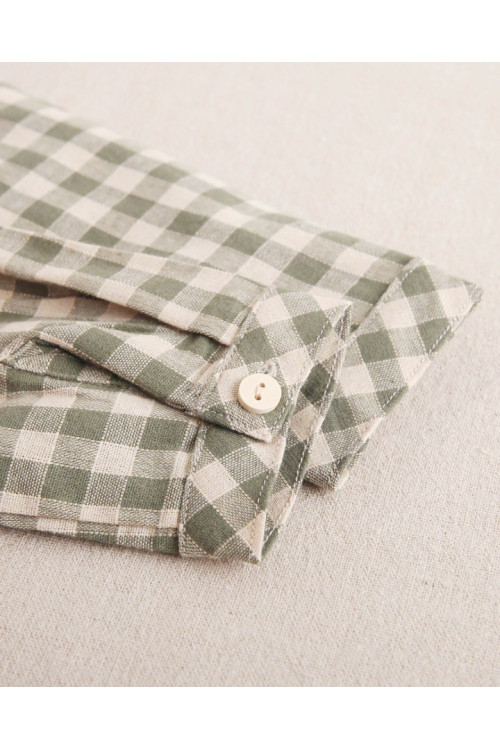 Conjunto Camisa Niño Cuadros Vichy Verde Y Beige. Pantalón Camel Chino Verde