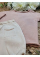 CONJUNTO JERSEY/CHAEQUETA BASICA ROSE CON CULETIN BOLISLLO CREAM rosa