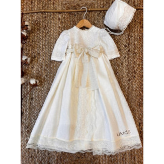 FALDÓN LINO MANGA FRANCESA beige