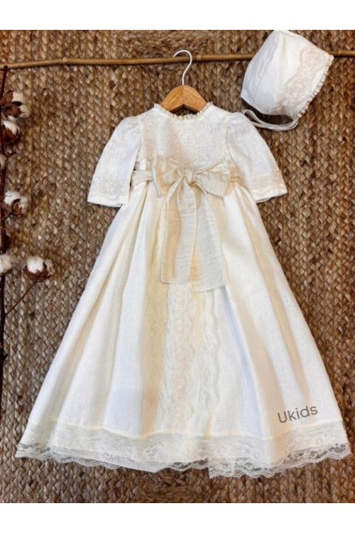 FALDÓN LINO MANGA FRANCESA beige