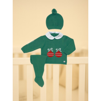 CONJUNTO 3.P BOLAS NAVIDAD verde musgo