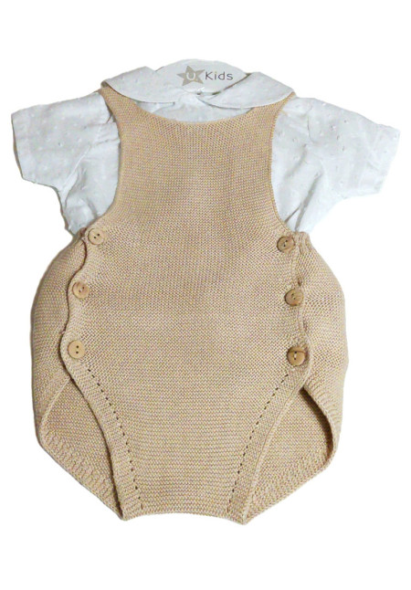 Conjunto Punto Peto Y Blusa Beige