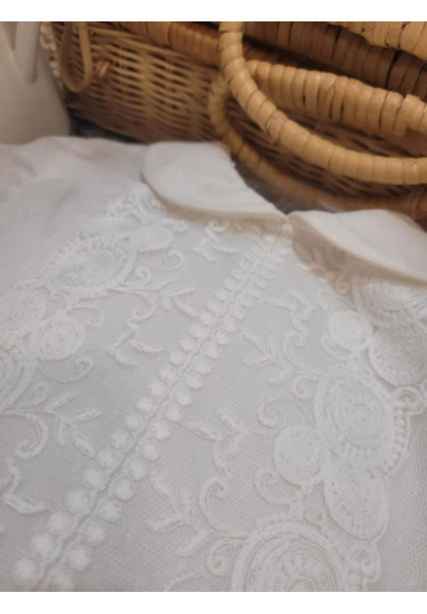CONJUNTO BEBE CEREMONIA/BAUTIZO CAMISA FRA BLANCO ROTO beige-bco roto x