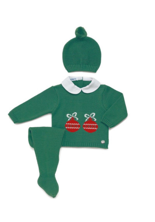 CONJUNTO 3.P BOLAS NAVIDAD verde musgo