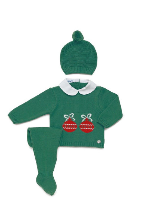 CONJUNTO 3.P BOLAS NAVIDAD verde musgo