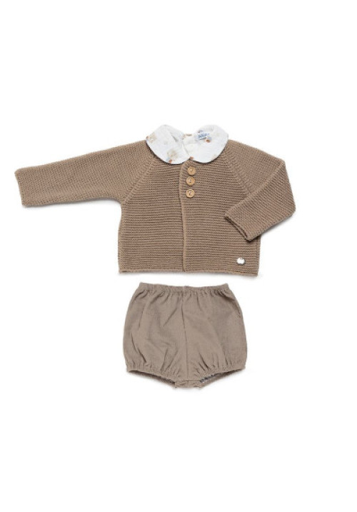 CONJUNTO CHAQUETA NIÑO PANTALON PANA BUHOS tostado