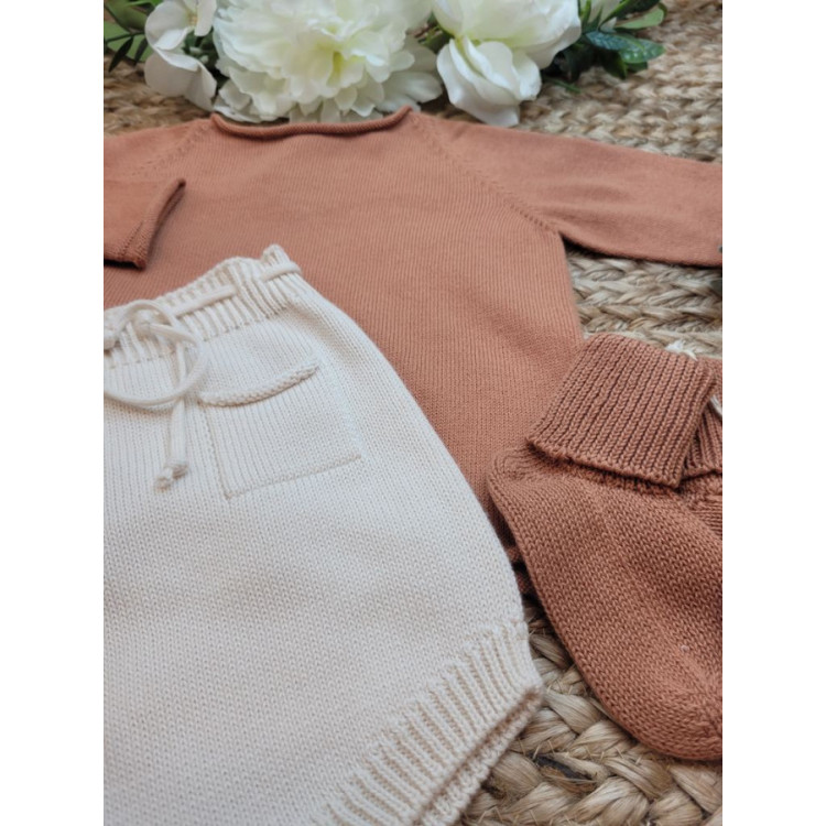 CONJUNTO JERSEY/CHAQUETA BASICA CLAY CON CULETIN BOLISLLO CREAM crema