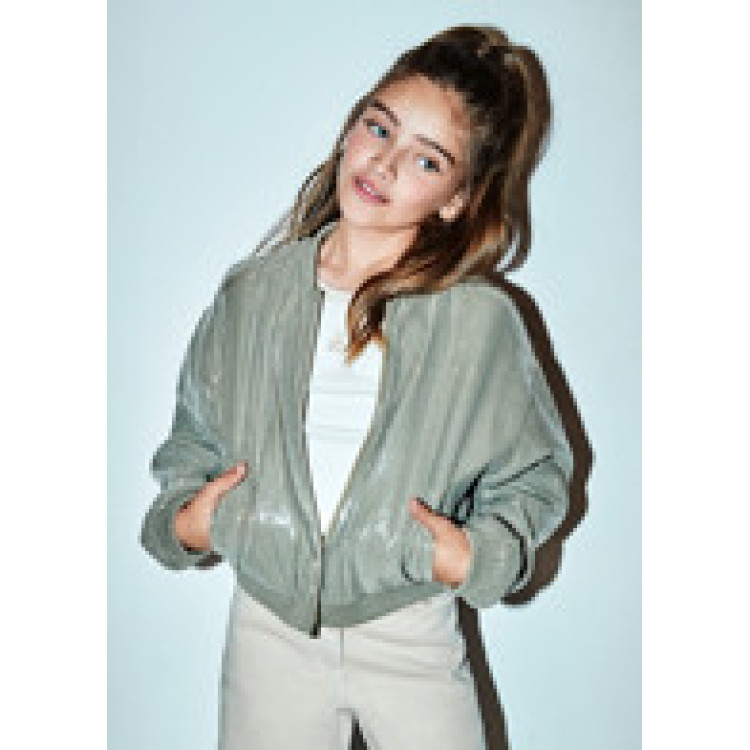 Chaqueta bomber lentejuelas   musgo