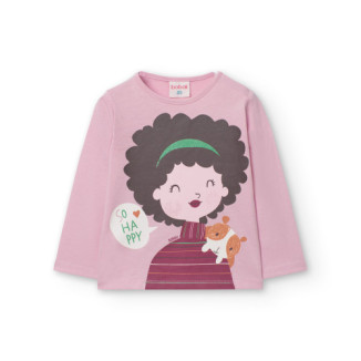 Camiseta punto básica de bebé niña BCI flamingo