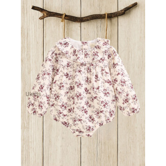 Ranita Bebé Niña Con Flores Granate. Color Beige