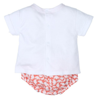 Conjunto bebé niño 2 piezas pajaritos blanco/naranja