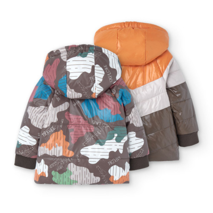 Parka reversible de bebé niño estampado coordenadas