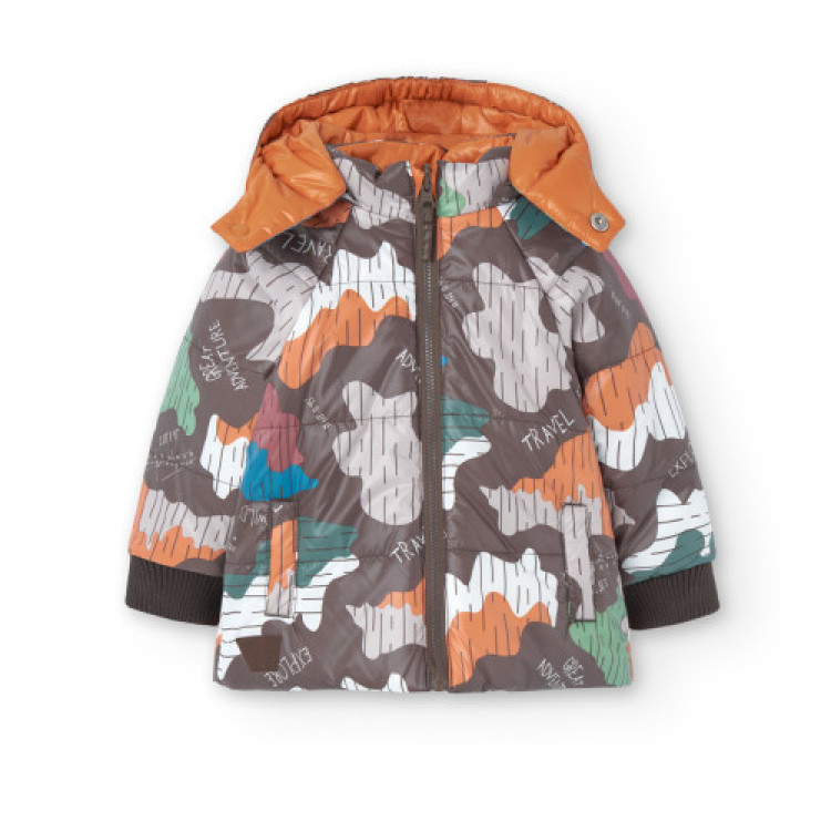 Parka reversible de bebé niño estampado coordenadas