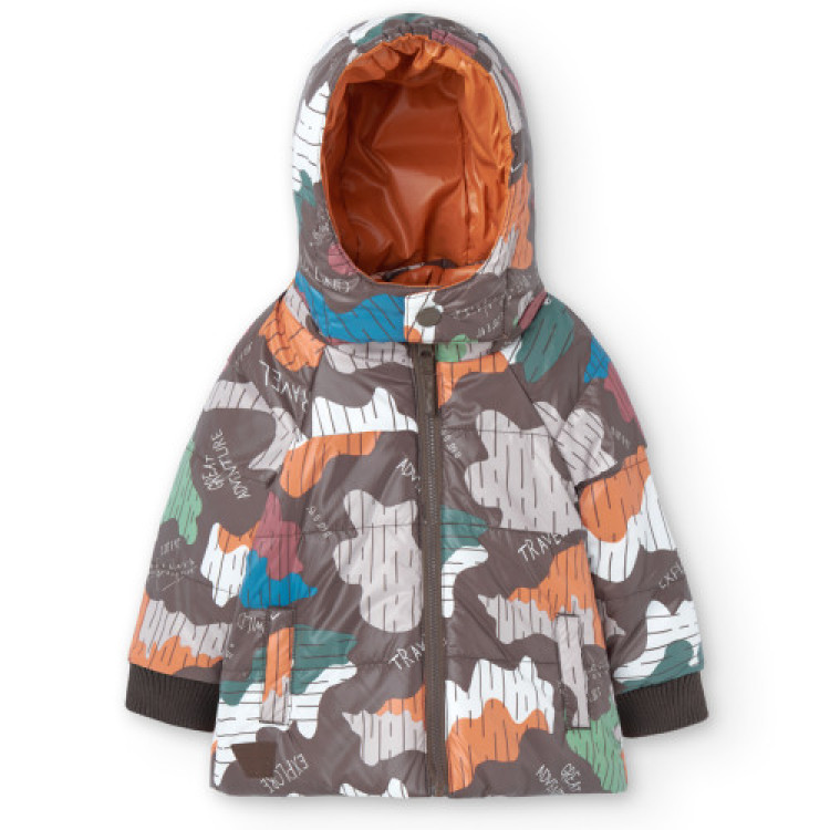 Parka reversible de bebé niño estampado coordenadas