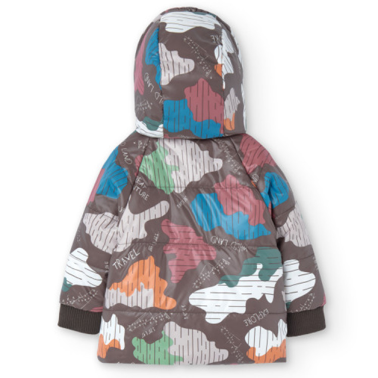 Parka reversible de bebé niño estampado coordenadas