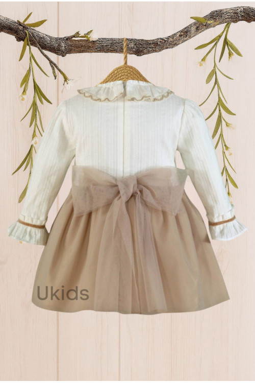Vestido Infantil Beige Tostado N