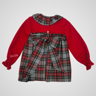 Vestido Cuadro Rojo Con Coletero. Rojo