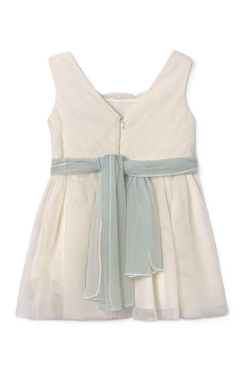 Vestido Tul Cuerpo Plisado    Crudo Anís