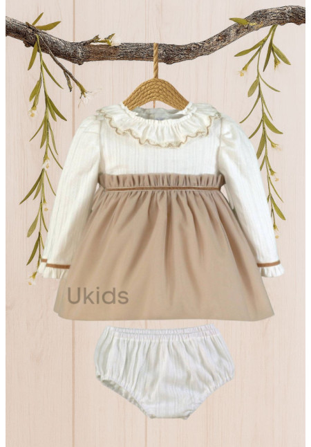 Vestido-Braguita Bebe Beige Tostado N