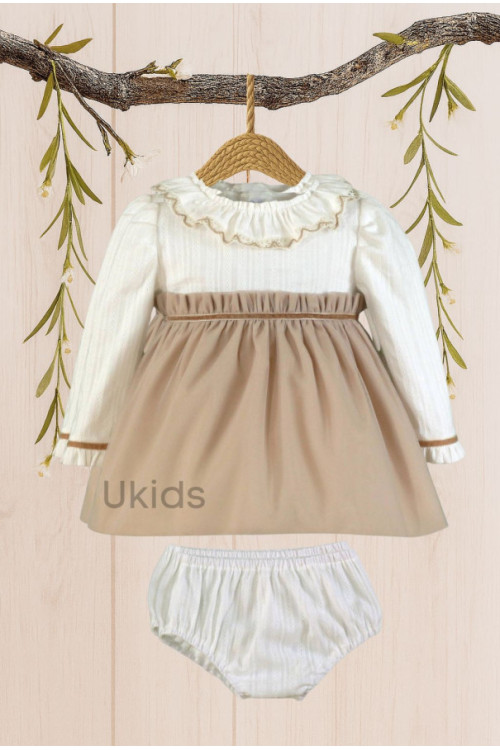 Vestido-Braguita Bebe Beige Tostado N