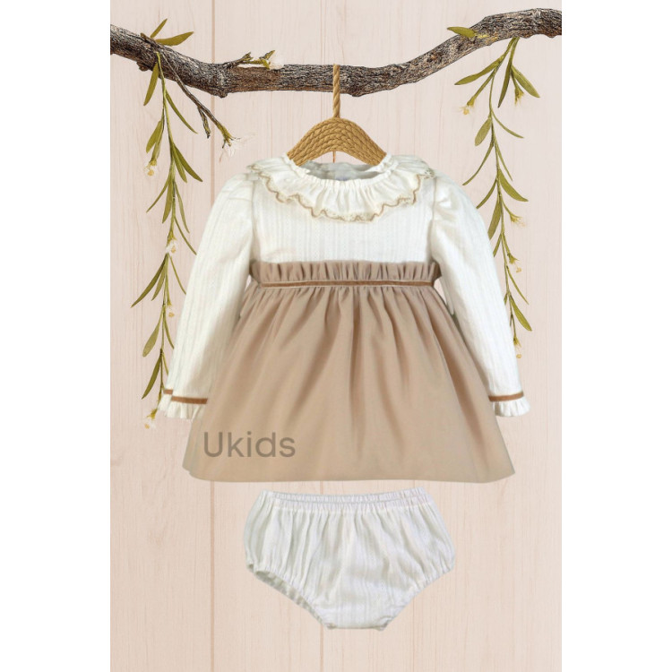 Vestido-Braguita Bebe Beige Tostado N