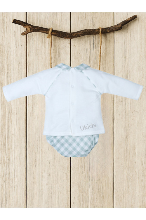 Conjunto Algodón Y Tela Culetin Vichy Verde Empolvado