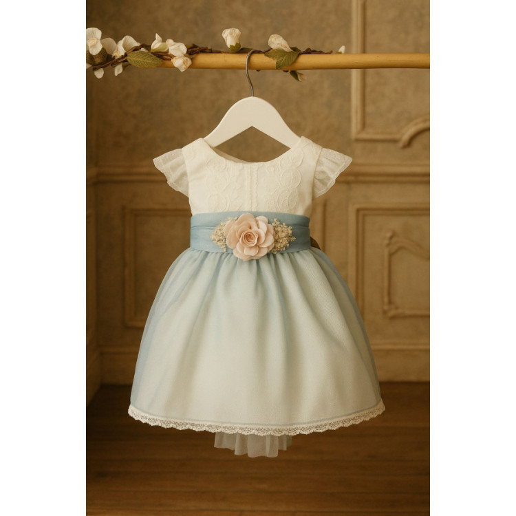 VESTIDO BÁMBULA LINO MANGA FRANCESA rosa