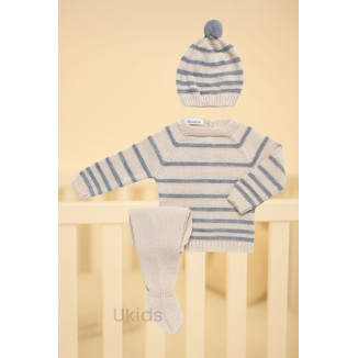 Conjunto 3.P Rayado Crema Gris