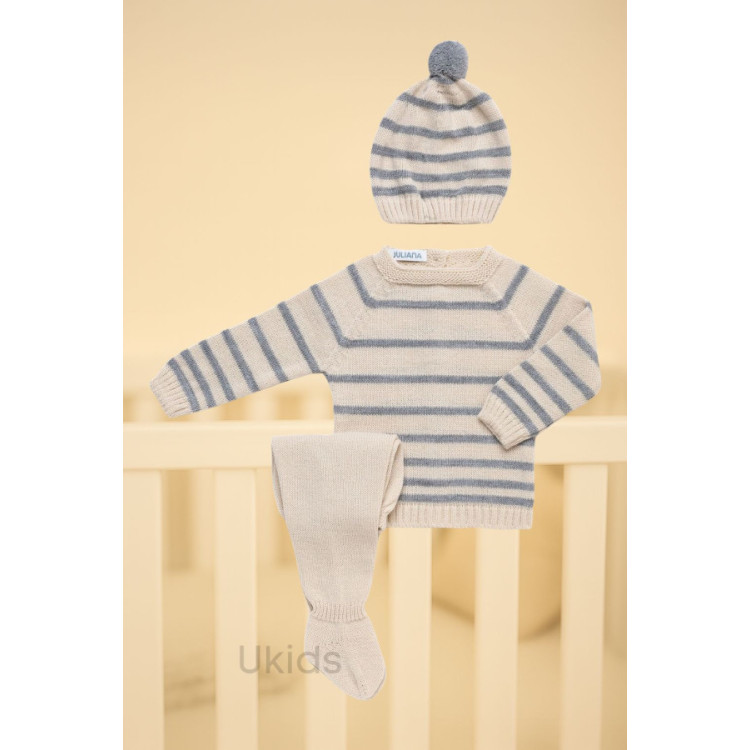 Conjunto 3.P Rayado Crema Gris
