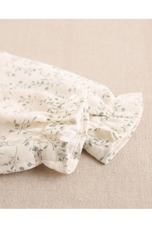Vestido Bebé Niña Con Estampado Floral Verde Con Volante Cuello. Crudo