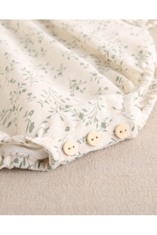 Ranita Bebé Estampado Florar Verde. Color Crudo