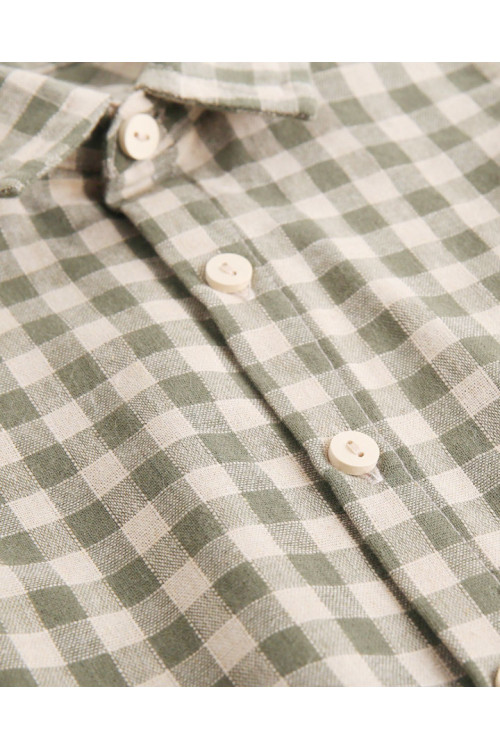Conjunto Camisa Niño Cuadros Vichy Verde Y Beige. Pantalón Camel Chino Verde