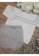 CONJUNTO BEBE TRICOT JERSEY/ REBECA LIONEL C/CULETIN BOLSILLO STONE stone