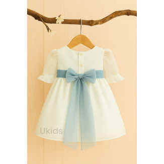 VESTIDO CEREMONIA PLUMETI GASA M/FRANCESA TUL OCEANO