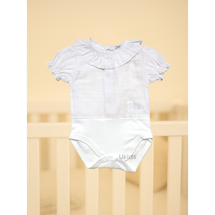 Body Manga Corta Plumeti Bebé blanco roto