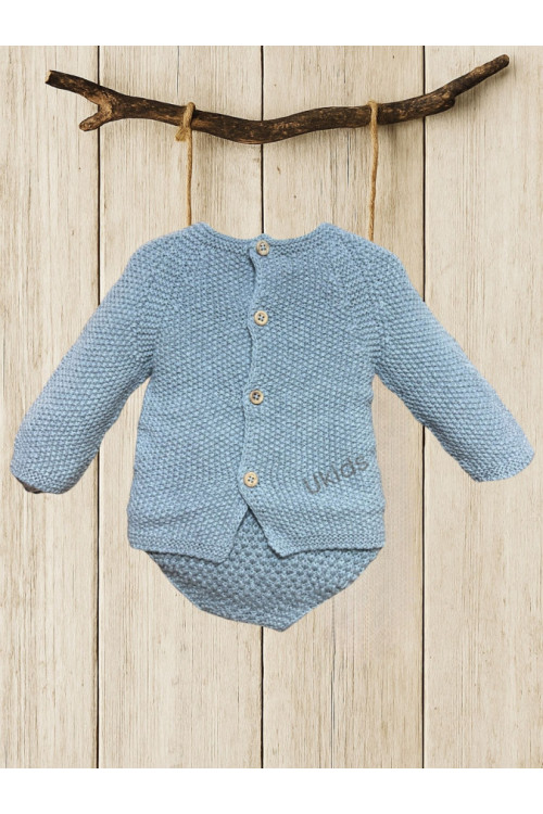 Conjunto Jersey Punto Arroz Y Braguita Gris Medio