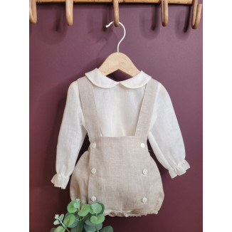 CONJUNTO PETO BEBE  M/L CERMONIA BEIGE