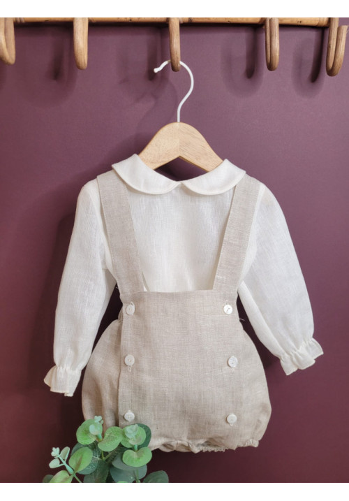 CONJUNTO PETO BEBE  M/L CERMONIA BEIGE