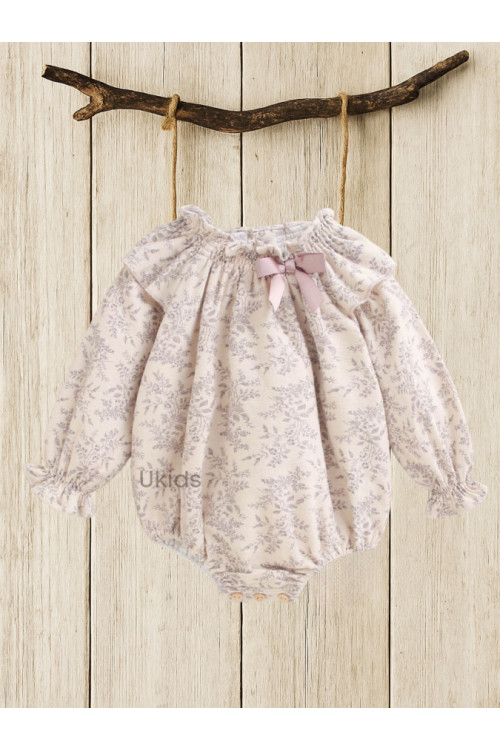 Ranita Con Estampado Floral Morado Y Lazo Malva